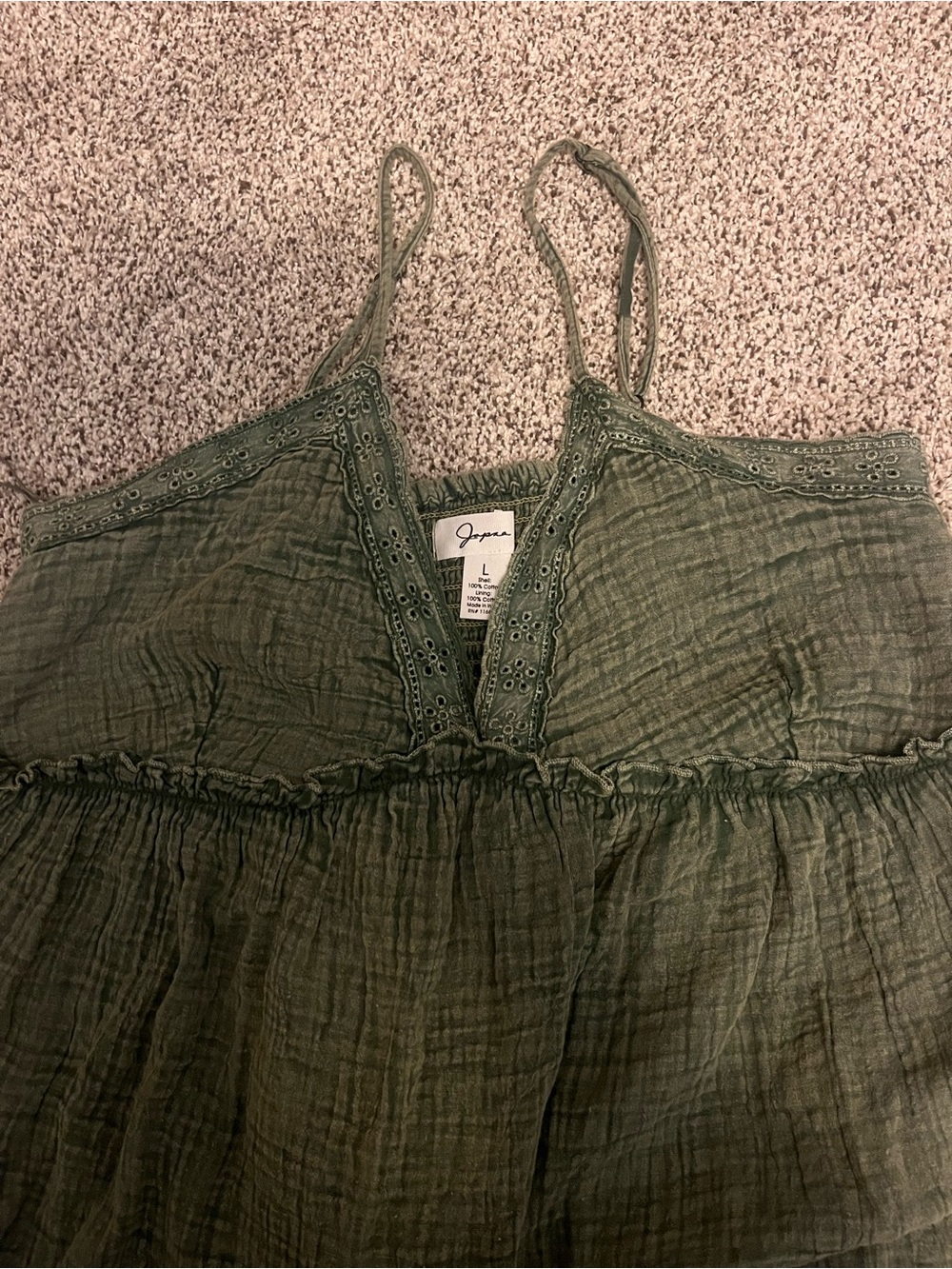 Jopna Green Eyelet Cotton Sundress - Sage Green - Picture 5 of 5